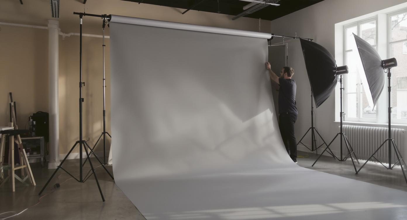 Welke achtergrond gebruiken in een fotostudio. hoe maak je materiaal schoon. hoe voorkom je zichtbaarheid van kreukels op fotos in materiaal?
