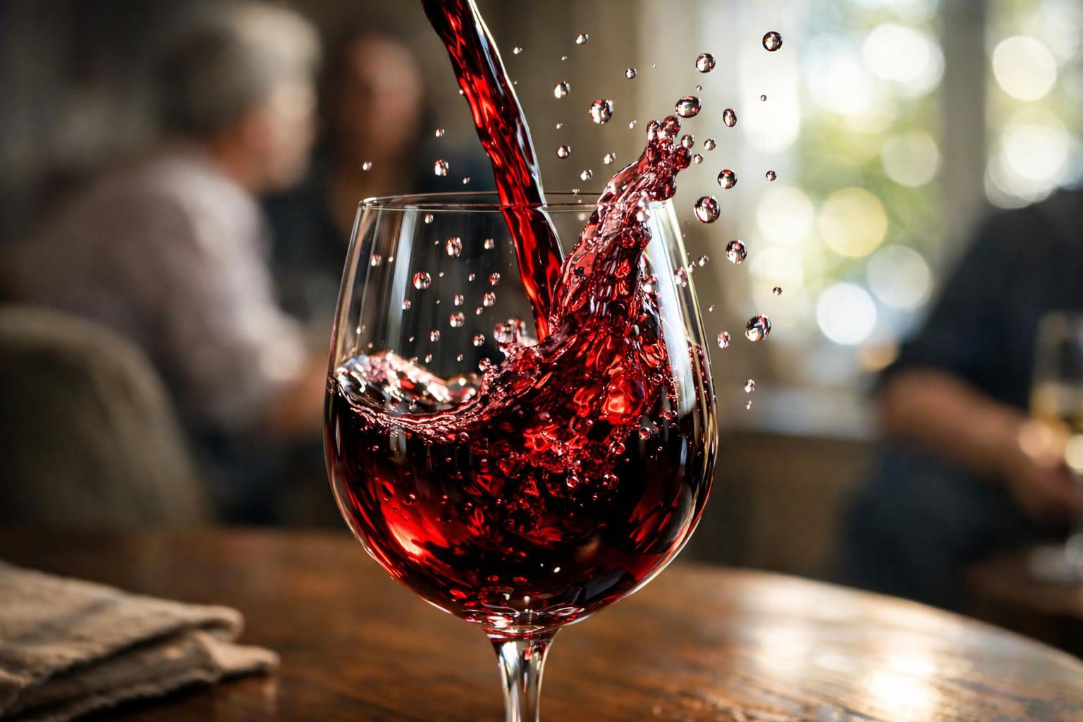 wine in glass highspeed camera